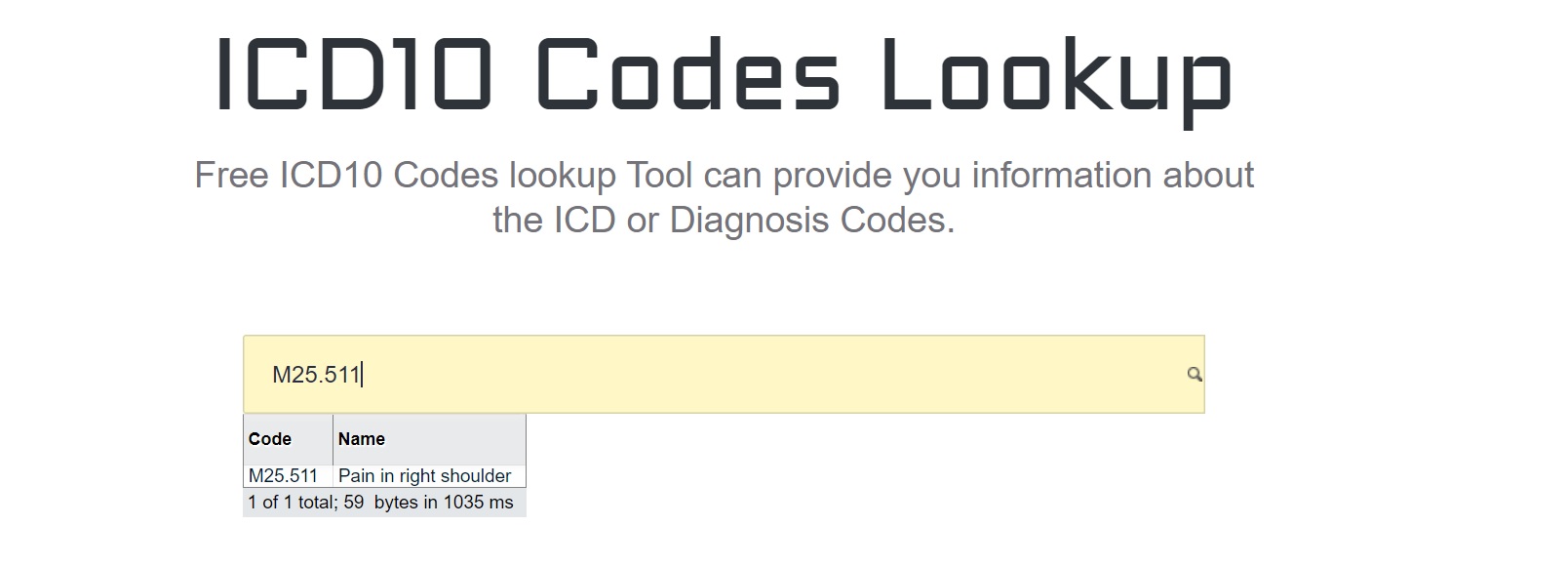 ICD10 Codes Lookup